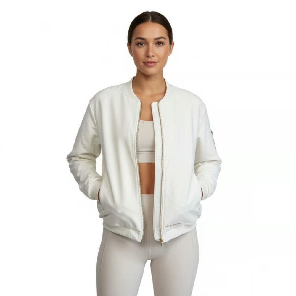 Gymshark X Whitney Simmons Cream Reversible Bomber-Style Jacket Size Xs